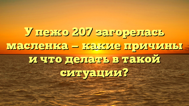 У пежо 207 загорелась масленка — какие причины и что делать в такой ситуации?